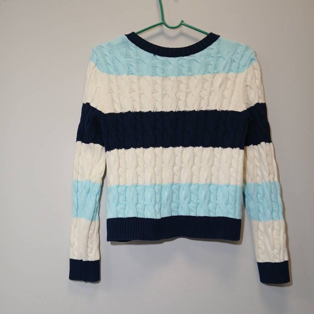 Lands end drifter womens small cotton sweater cardigan cable knit spring summer - Picture 6 of 9